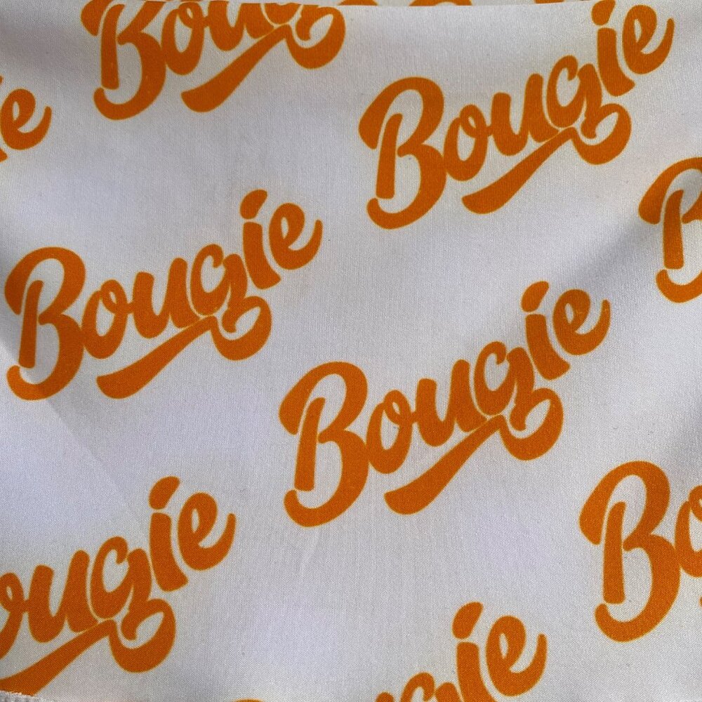 Bougie Boutique Women’s Leggings Size M Medium Orange Print Spellout New - Picture 6 of 7